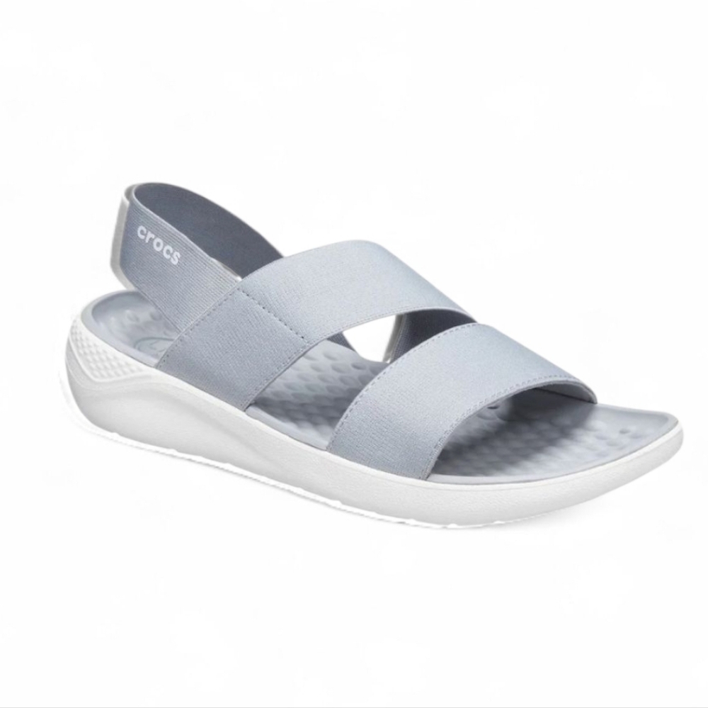 Crocs Women's LiteRide Stretch Sandals Water Shoes, Light Grey/White